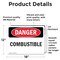 Signmission Combustible Danger Sign, Vinyl Decal, 18in W x 12in L, 2PK OS-2PACK-DS-D-1218-L-2343 - alternate 5